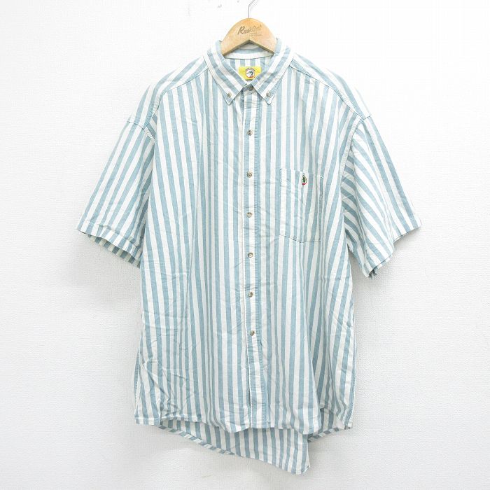 【商品番号】 shrs24053783 【商品名】 XL & starf;古着 ダックヘッド 半袖 シャツ メンズ 90年代 90s ワンポイントロゴ 大きいサイズ コットン ボタンダウン 白