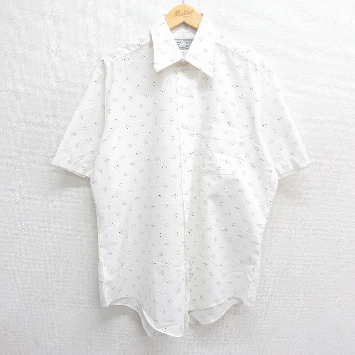 【商品番号】 shrs24060555 【商品名】 XL & starf;古着 シアーズ 半袖 シャツ メンズ 70年代 70s ロング丈 白他 【メンズ参考サイズ】 XL 【表記サイズ】 1