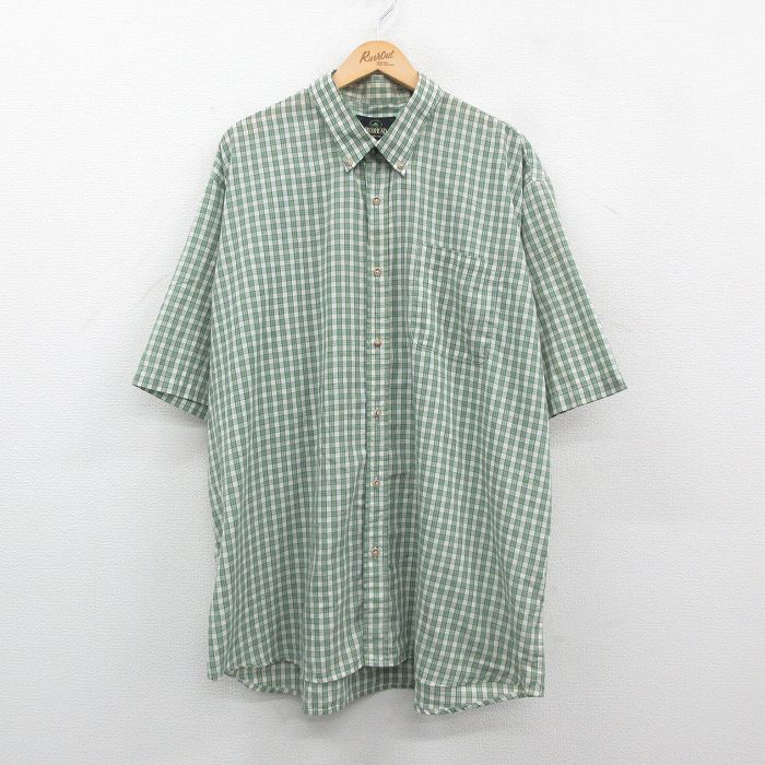 【商品番号】 shrs24060991 【商品名】 XL & starf;古着 レッドヘッド 半袖 シャツ メンズ 00年代 00s 大きいサイズ ロング丈 コットン 緑他 チェック 【メンズ