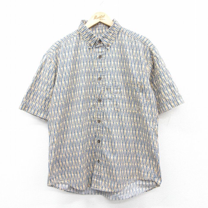 【商品番号】 shrs25032240 【商品名】 L & starf;古着 ウールリッチ 半袖 シャツ メンズ コットン ボタンダウン 青他 【メンズ参考サイズ】 L 【表記サイズ】 MEN