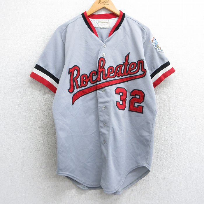 【商品番号】 shrs25032258 【商品名】 L & starf;古着 半袖 ベースボール シャツ メンズ 90年代 90s ロチェスター 32 グレー 【メンズ参考サイズ】 L 【表記