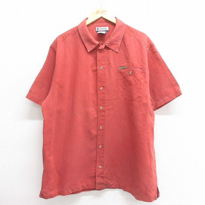 【商品番号】 shrs25050134 【商品名】 XL & starf;古着 コロンビア 半袖 シャツ メンズ 00年代 00s 大きいサイズ レーヨン えんじ 【メンズ参考サイズ】 XL 