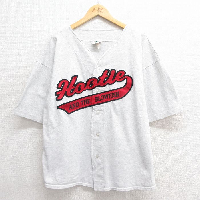 【商品番号】 shrs25050192 【商品名】 XL & starf;古着 半袖 ベースボール シャツ メンズ 90年代 90s Hootie 大きいサイズ コットン USA製 薄グレー 