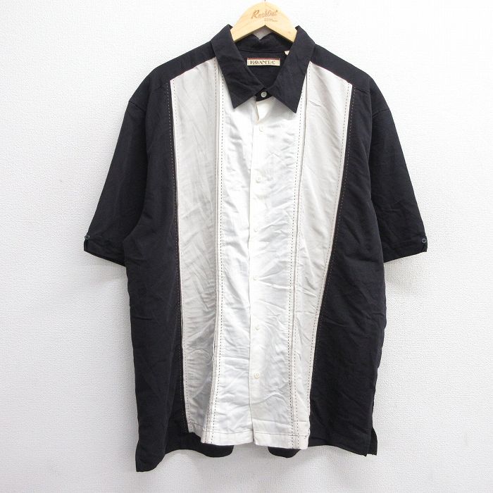 【商品番号】 shrs25051532 【商品名】 XL & starf;古着 半袖 シャツ メンズ ツートンカラー 大きいサイズ レーヨン 黒他【spe】 【メンズ参考サイズ】 XL 【表記