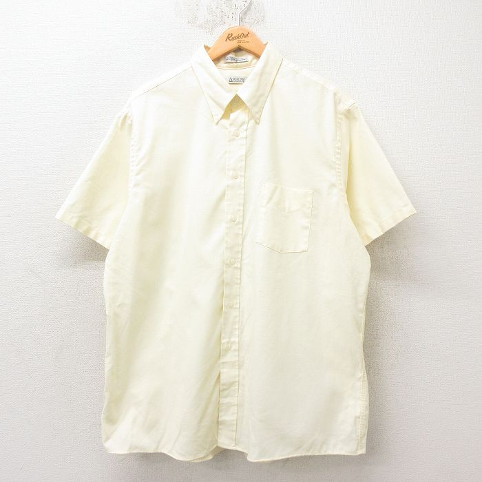【商品番号】 shrs25052208 【商品名】 XL & starf;古着 アロー 半袖 シャツ メンズ 90年代 90s オックスフォード ロング丈 ボタンダウン USA製 薄黄 【メン