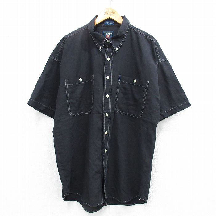 【商品番号】 shrs25053123 【商品名】 XL & starf;古着 ラルフローレン チャップス 半袖 ブランド シャツ メンズ 80年代 80s 大きいサイズ ロング丈 リネン ボ