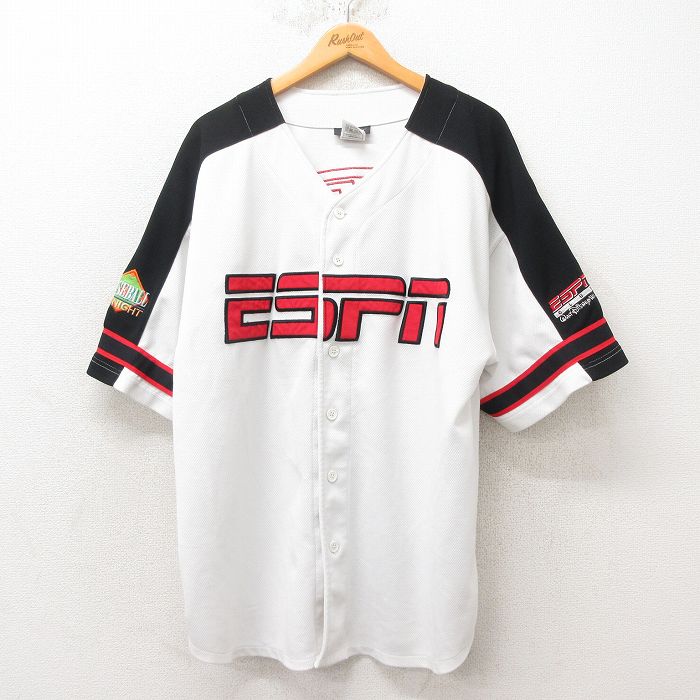 【商品番号】 shrs25053219 【商品名】 XL & starf;古着 半袖 ベースボール シャツ メンズ 00年代 00s ディズニー Espn 大きいサイズ メッシュ地 白 【sp