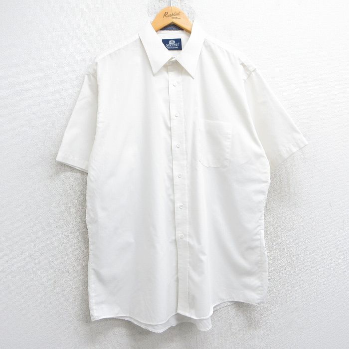 【商品番号】 shrs25053671 【商品名】 XL & starf;古着 半袖 シャツ メンズ 90年代 90s ロング丈 USA製 白 【メンズ参考サイズ】 XL 【表記サイズ】 17