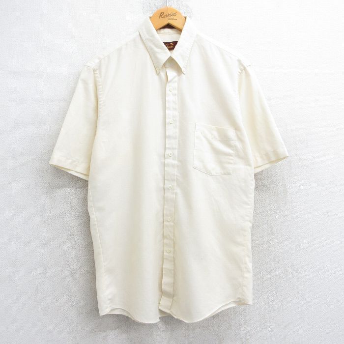 【商品番号】 shrs25053793 【商品名】 M & starf;古着 半袖 シャツ メンズ 90年代 90s オックスフォード ロング丈 ボタンダウン USA製 薄黄色 【メンズ参考サ