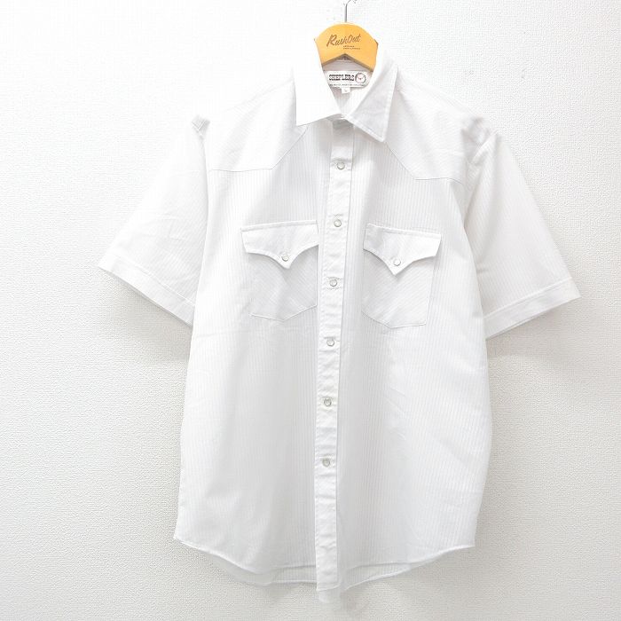 【商品番号】 shrs25060413 【商品名】 XL & starf;古着 半袖 ウエスタン シャツ メンズ 白 【メンズ参考サイズ】 XL 【表記サイズ】 L 【実寸サイズ】 着丈（肩か