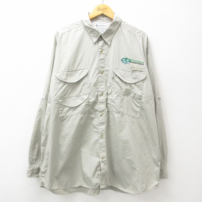 【商品番号】 shwk24111812 【商品名】 XL & starf;古着 コロンビア 長袖 フィッシング シャツ メンズ 00年代 00s Economy 大きいサイズ ロング丈 コット