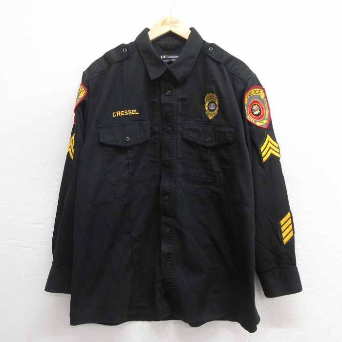【商品番号】 shwk25060045 【商品名】 XL & starf;古着 5.11 タクティカル 長袖 ワーク シャツ メンズ ポリス 大きいサイズ ロング丈 黒 【メンズ参考サイズ】 
