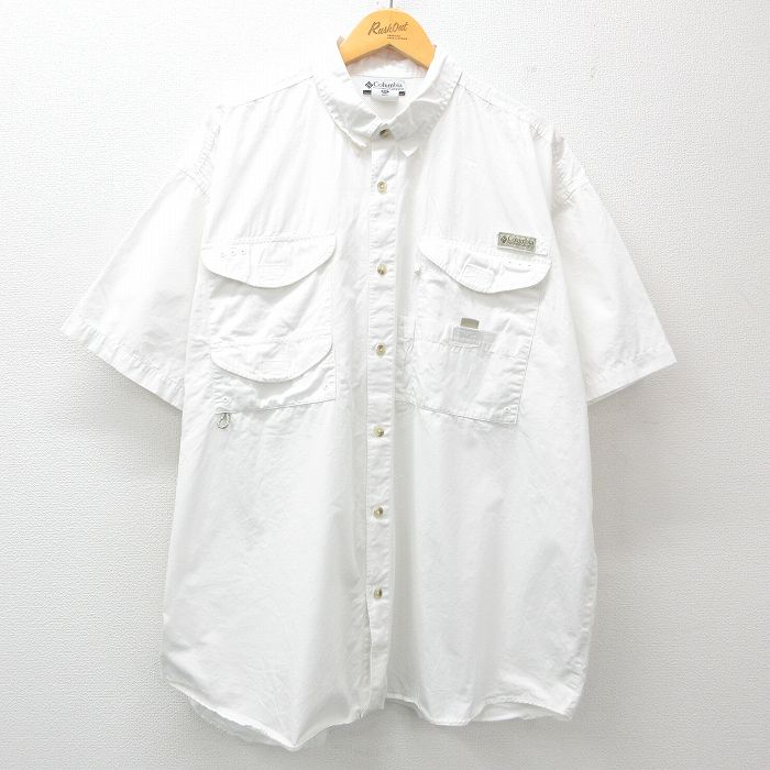 【商品番号】 shwks25032400 【商品名】 XL & starf;古着 コロンビア 半袖 フィッシング シャツ メンズ 00年代 00s 大きいサイズ ロング丈 コットン 白 内側メ