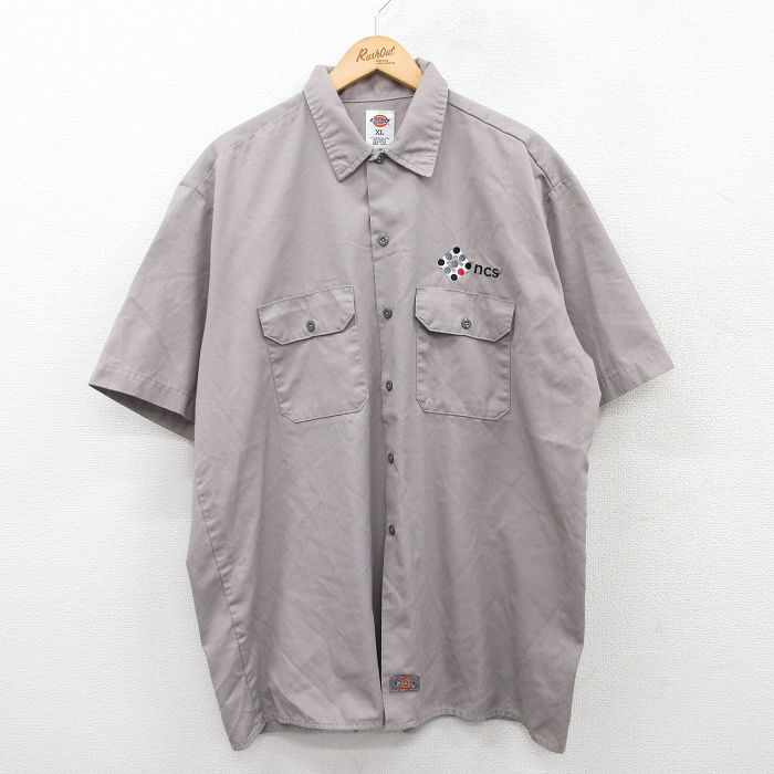 【商品番号】 shwks25040502 【商品名】 XL & starf;古着 ディッキーズ 半袖 ワーク シャツ メンズ ncs 大きいサイズ ロング丈 グレー【spe】 【メンズ参考サイ