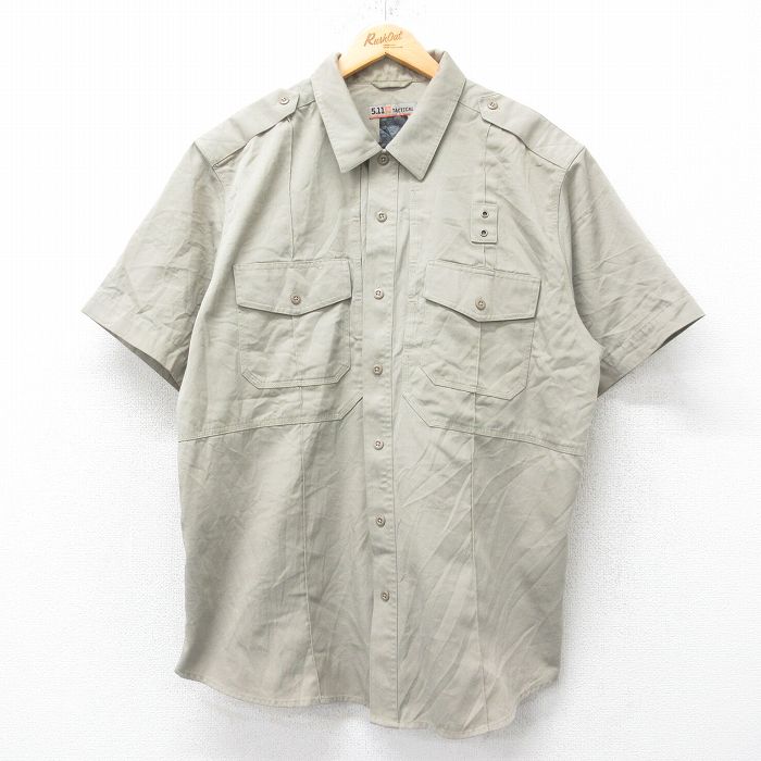 【商品番号】 shwks25052628 【商品名】 XL & starf;古着 5.11 タクティカル 半袖 ワーク シャツ メンズ 大きいサイズ ベージュ 【メンズ参考サイズ】 XL 【表