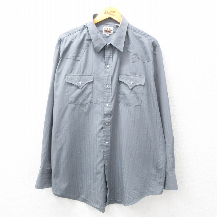 【商品番号】 shwn25013259 【商品名】 XL & starf;古着 ELY 長袖 ウエスタン シャツ メンズ 90年代 90s 大きいサイズ ロング丈 グレー 【メンズ参考サイズ】