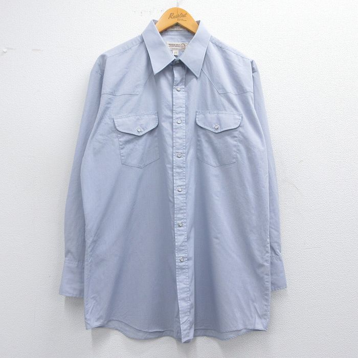 【商品番号】 shwn25030533 【商品名】 XL & starf;古着 長袖 ウエスタン シャツ メンズ 90年代 90s ロング丈 グレー 【メンズ参考サイズ】 XL 【表記サイズ】