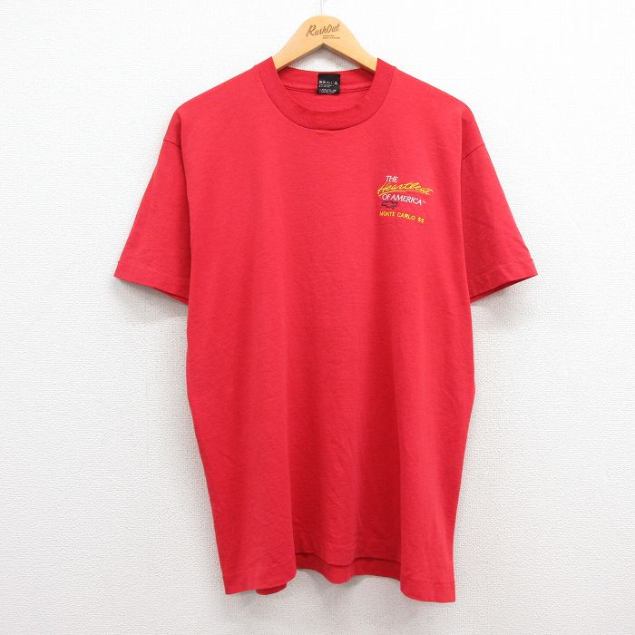 古着 スクリーンスターズ 半袖 ビンテージ Tシャツ メンズ 80年代 80s シボレー クルーネック USA製 赤 レッド XLサイズ 中古 中古 古着