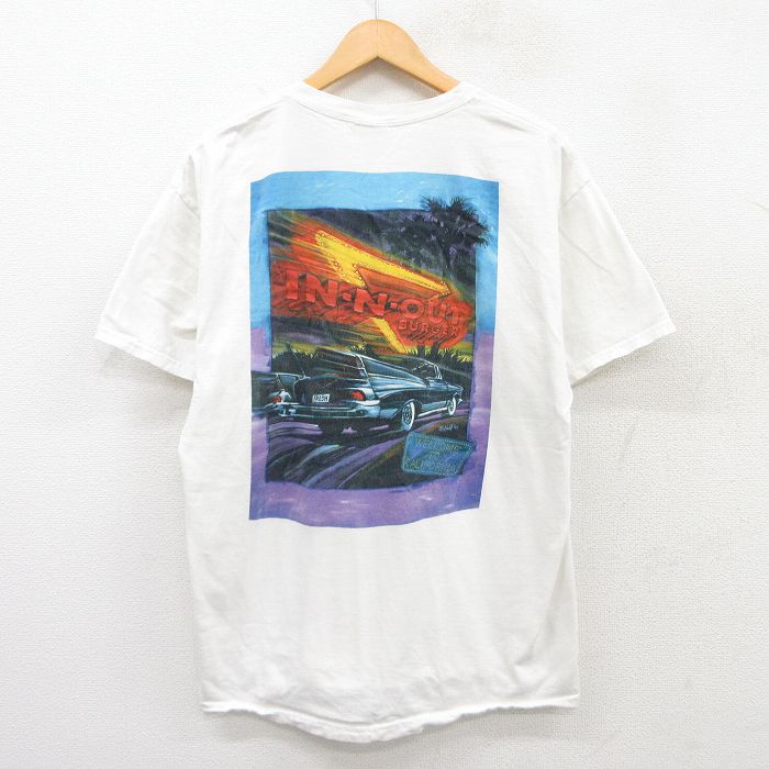【商品番号】 sksf25052747 【商品名】 L & starf;古着 ヘインズ 半袖 ビンテージ Tシャツ メンズ 車 クラシックカー インアンドアウトバーガー コットン クルーネック