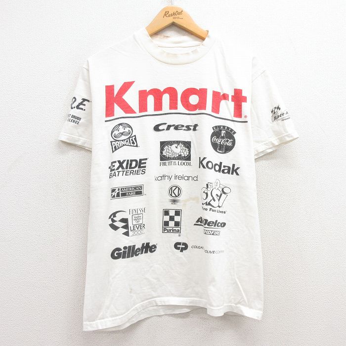 【商品番号】 sksf25063166 【商品名】 M & starf;古着 半袖 ビンテージ Tシャツ メンズ 90年代 90s Kマート 企業広告 レース クルーネック 白【spe】 【メ