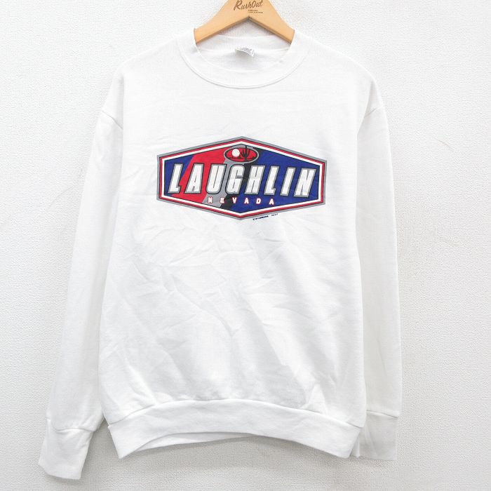 【商品番号】 swr23082061 【商品名】 M & starf;古着 長袖 スウェット メンズ 00年代 00s LAUGHLIN クルーネック USA製 白 【メンズ参考サイズ】 M 