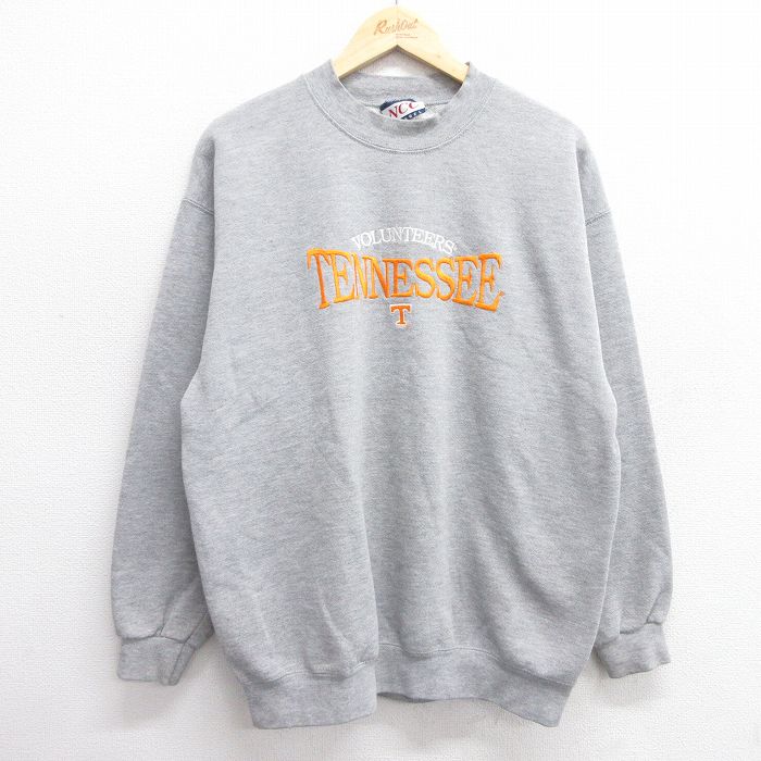 【商品番号】 swr25022666 【商品名】 L & starf;古着 長袖 スウェット メンズ 00年代 00s TENNESSEE 刺繍 クルーネック グレー 霜降り 【メンズ参考サイ