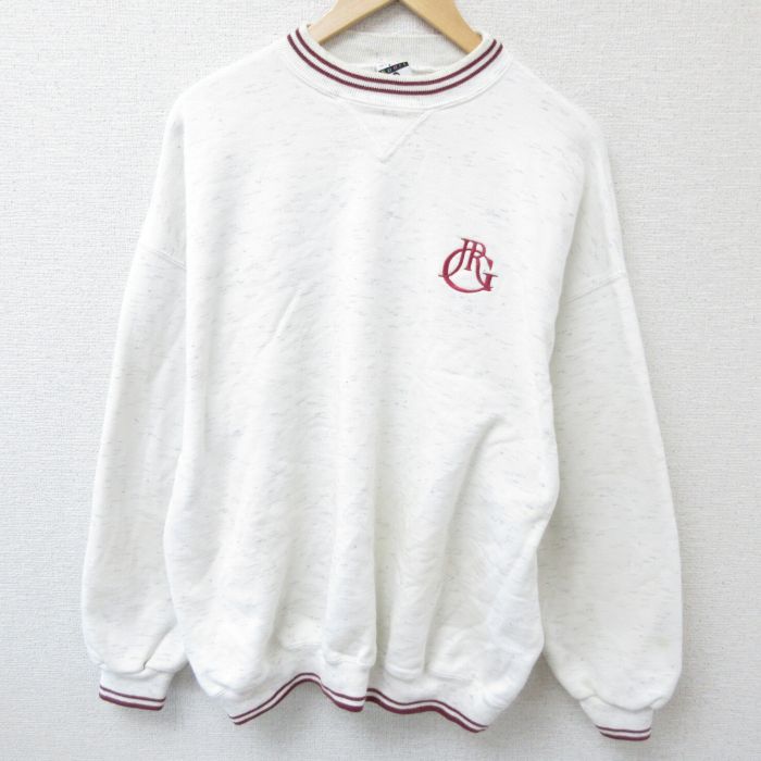 【商品番号】 swr54080278 【商品名】 XL & starf;古着 長袖 スウェット メンズ 90年代 90s JRG 大きいサイズ クルーネック USA製 白 霜降り 【メンズ参考