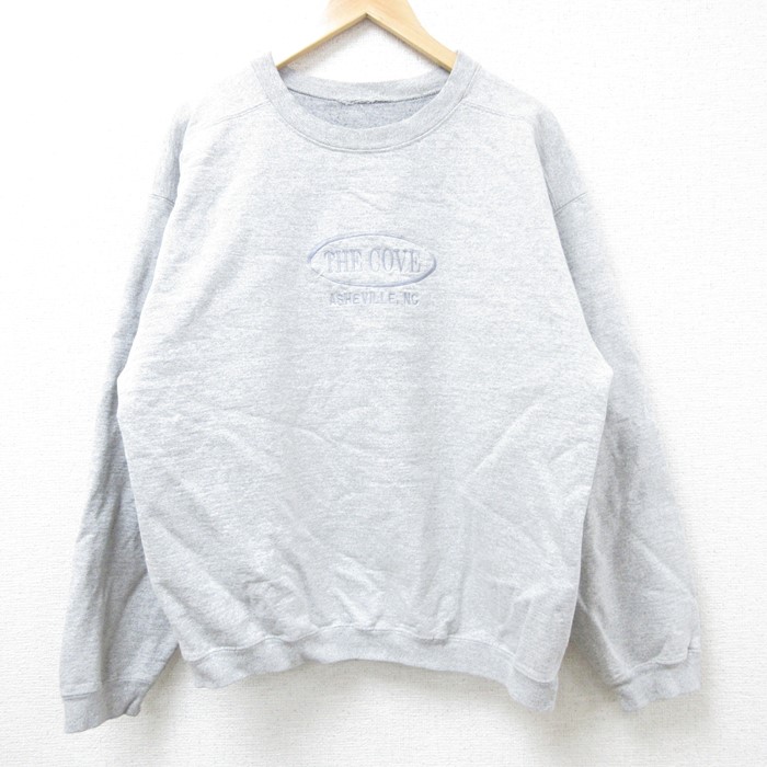 【商品番号】 swr54090642 【商品名】 L & starf;古着 長袖 スウェット メンズ THE COVE 刺繍 クルーネック グレー 霜降り 【メンズ参考サイズ】 L 【表記サイ