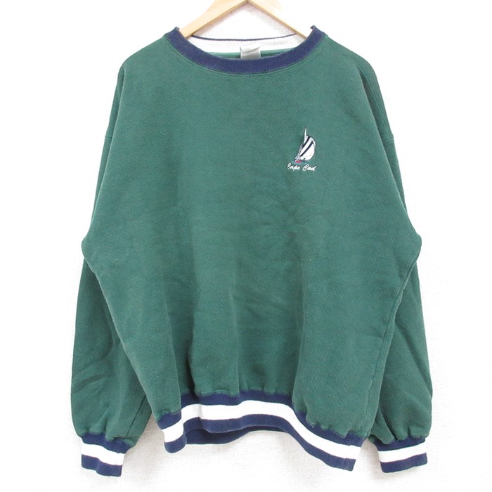 【商品番号】 swr54100372 【商品名】 XL & starf;古着 長袖 スウェット メンズ 90年代 90s ケープコッド 鹿の子 クルーネック 緑 【メンズ参考サイズ】 XL 【