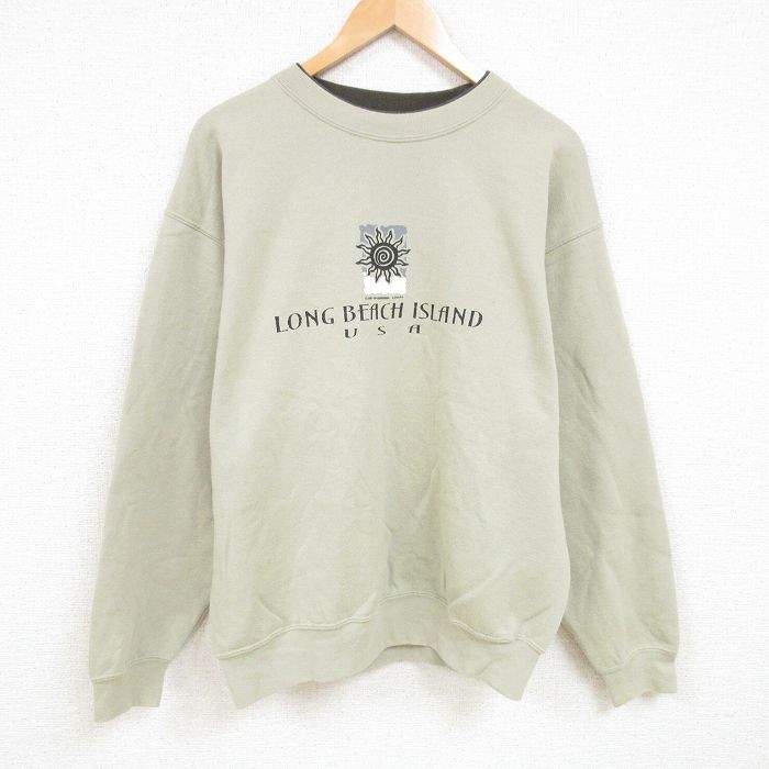 【商品番号】 swr54120237 【商品名】 XL & starf;古着 長袖 スウェット メンズ 00年代 00s ロングビーチ クルーネック USA製 濃緑 【メンズ参考サイズ】 XL