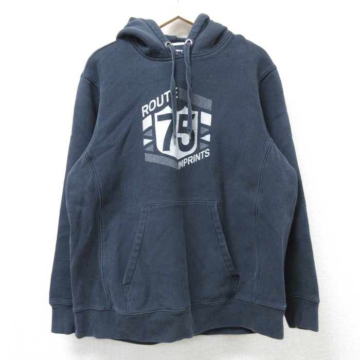 古着 長袖 スウェット パーカー メンズ ROUTE75 黒 ブラック Lサイズ 中古 スエット トレーナー トップス 中古 古着