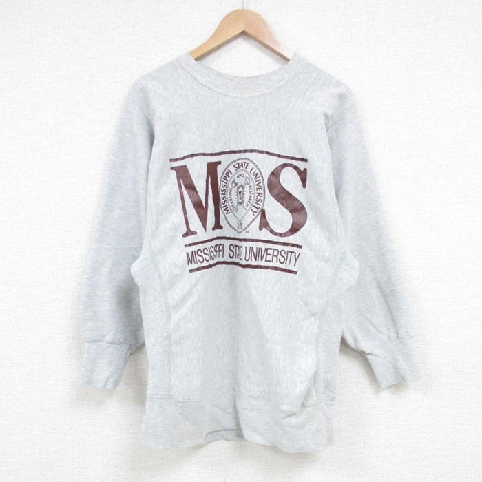 【商品番号】 swr55020933 【商品名】 M & starf;古着 長袖 スウェット メンズ 00年代 00s ミシシッピ カレッジ クルーネック グレー 霜降り 【メンズ参考サイズ】