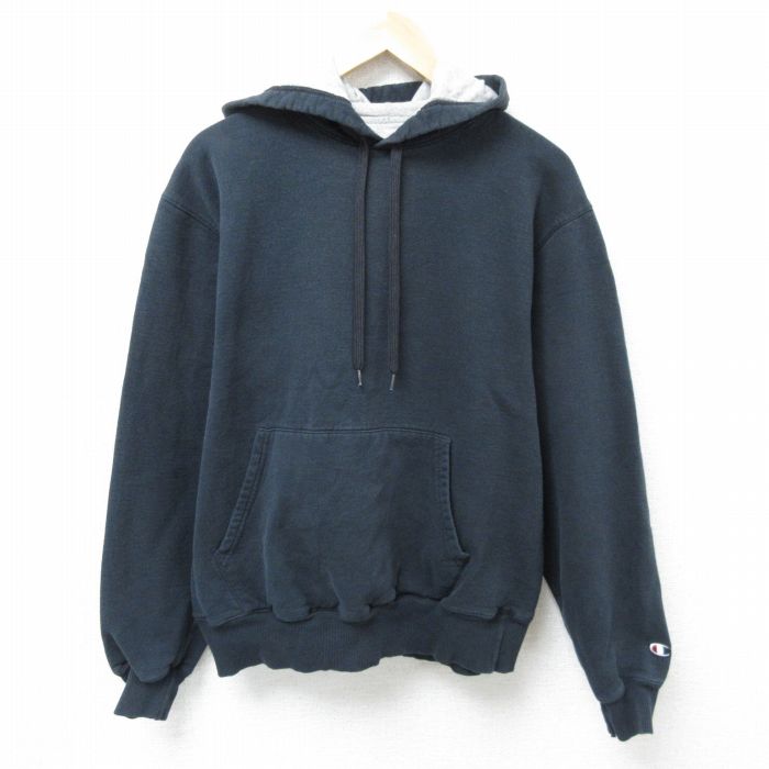 【商品番号】 swr55030278 【商品名】 L & starf;古着 チャンピオン Champion 長袖 スウェット パーカー メンズ 無地 黒 【メンズ参考サイズ】 L 【表記サイズ