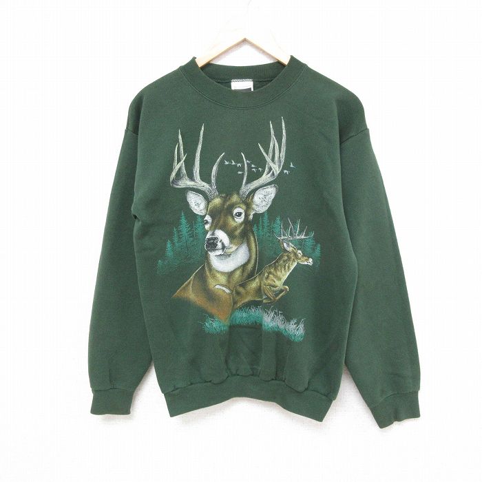【商品番号】 swr55030776 【商品名】 M & starf;古着 TULTEX 長袖 スウェット メンズ 90年代 90s シカ クルーネック USA製 緑 【メンズ参考サイズ】 M