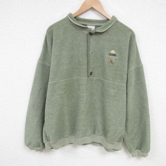 【商品番号】 swr55030835 【商品名】 XL & starf;古着 長袖 トップス メンズ 00年代 00s 山 大きいサイズ 襟付き 薄緑 【メンズ参考サイズ】 XL 【表記サイズ