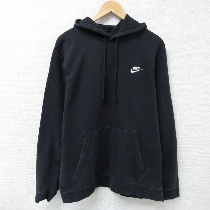 【商品番号】 swr55040195 【商品名】 XL & starf;古着 ナイキ NIKE 長袖 スウェット パーカー メンズ ワンポイントロゴ 黒 【メンズ参考サイズ】 XL 【表記サイ