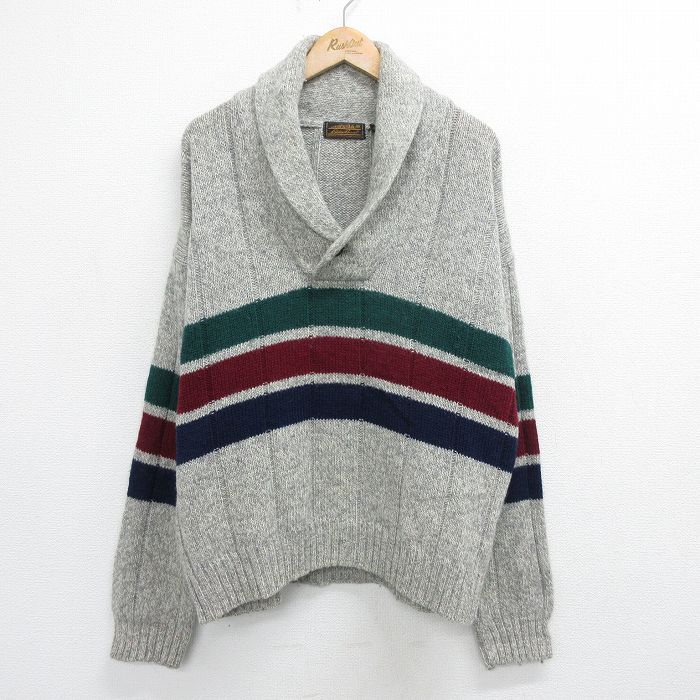 【商品番号】 swtr23090852 【商品名】 XL & starf;古着エディーバウアー 長袖 セーター メンズ 90年代 90s 大きいサイズ ウール ショールカラー グレー 霜降り他
