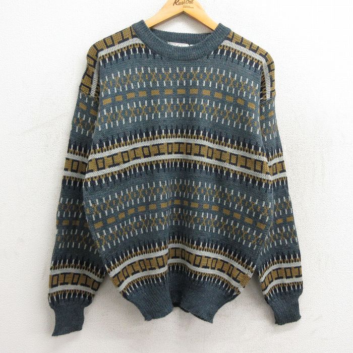 【商品番号】 swtr23091906 【商品名】 L & starf;古着 シアーズ 長袖 セーター メンズ 90年代 90s クルーネック 薄紺系他 【メンズ参考サイズ】 L 【表記サイズ