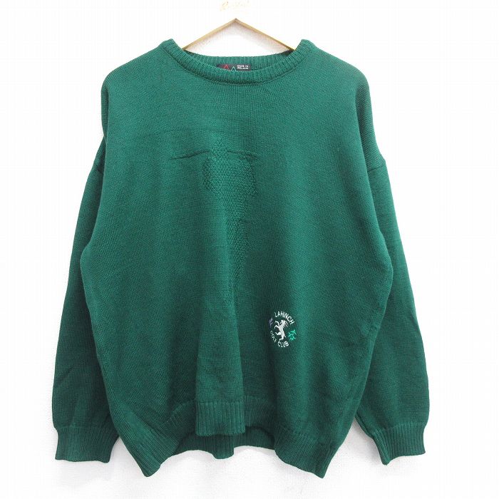 【商品番号】 swtr23093244 【商品名】 XL & starf;古着 長袖 セーター メンズ 90年代 90s ゴルフ 大きいサイズ ウール アイルランド製 緑 【メンズ参考サイズ】