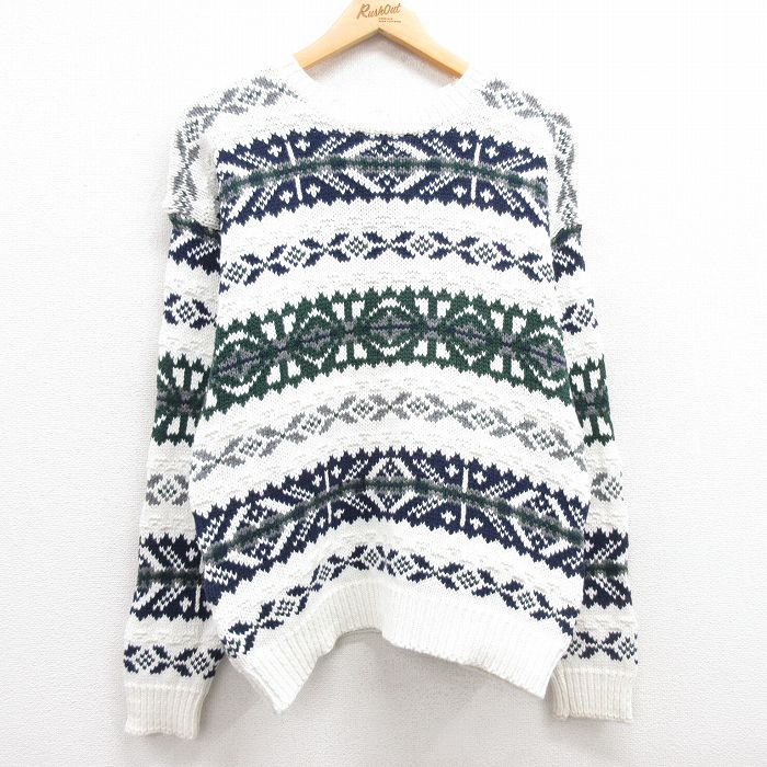 【商品番号】 swtr23100723 【商品名】 S & starf;古着 ギャップ GAP 長袖 セーター メンズ 90年代 90s コットン クルーネック 白他【spe】 【メンズ参考サ