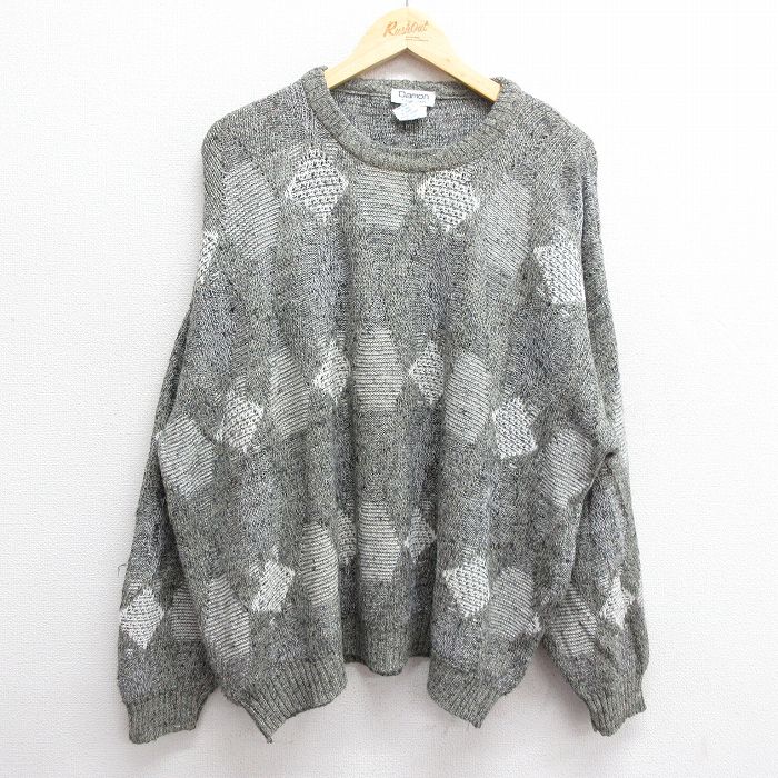 【商品番号】 swtr23102879 【商品名】 XL & starf;古着 長袖 セーター メンズ 90年代 90s 大きいサイズ クルーネック イタリア製 グレー他 【メンズ参考サイズ】