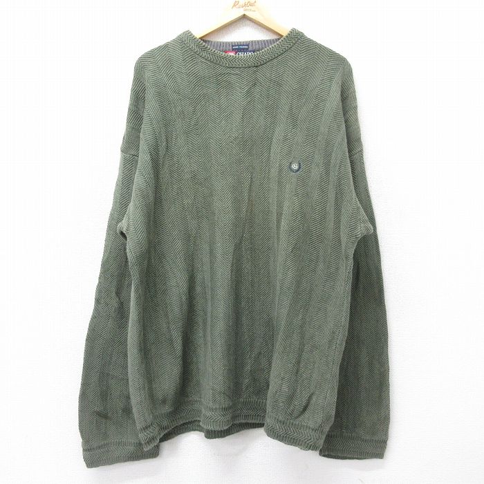 【商品番号】 swtr24092511 【商品名】 XL & starf;古着 ラルフローレン チャップス 長袖 ブランド セーター メンズ 90年代 90s ワンポイントロゴ ヘリンボーン 