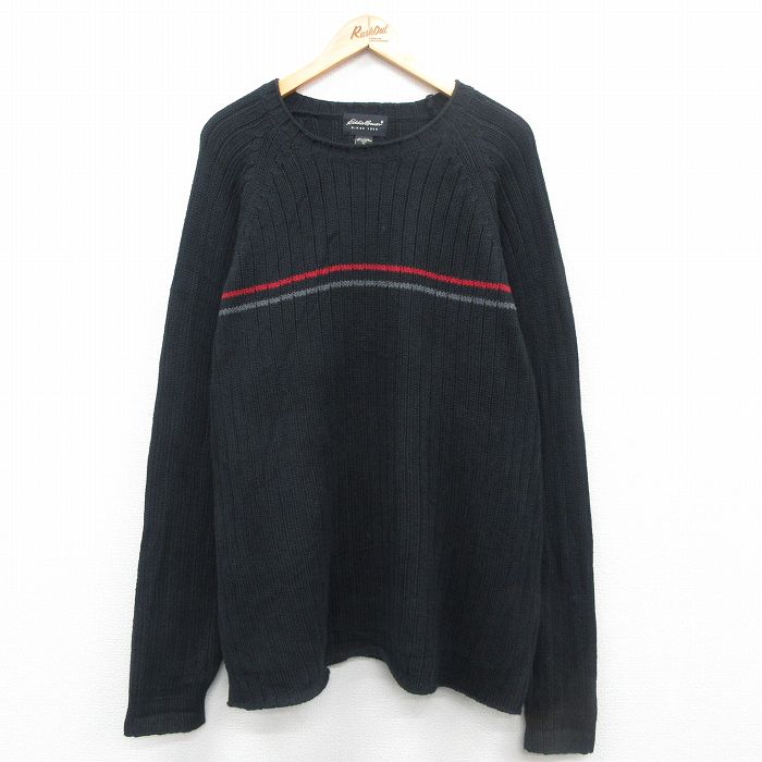 【商品番号】 swtr24092624 【商品名】 XL & starf;古着 エディーバウアー 長袖 セーター メンズ ラグラン コットン クルーネック 黒 【メンズ参考サイズ】 XL 【表