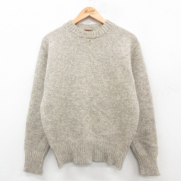 【商品番号】 swtr24093571 【商品名】 M & starf;古着 ボストントレーダーズ 長袖 セーター メンズ 00年代 00s 無地 ウール クルーネック ベージュ 【メンズ参考