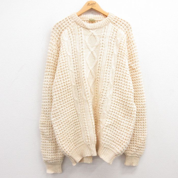 【商品番号】 swtr24100168 【商品名】 XL & starf;古着 長袖 アラン フィッシャーマン ケーブル セーター メンズ 00年代 00s 大きいサイズ ウール モックネック