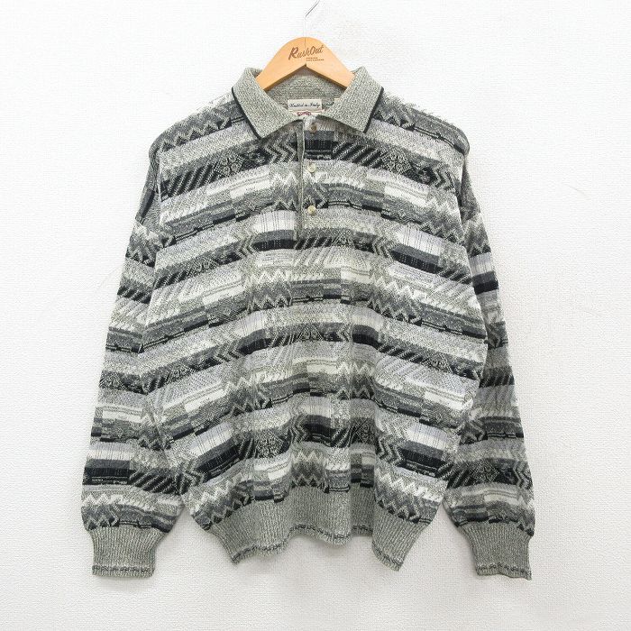 【商品番号】 swtr24101093 【商品名】 XL & starf;古着 シアーズ 長袖 セーター メンズ 00年代 00s 襟付き イタリア製 グレー他 【メンズ参考サイズ】 XL 【