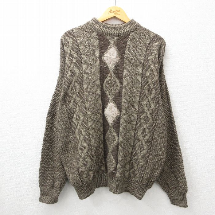 【商品番号】 swtr24101157 【商品名】 XL & starf;古着 長袖 セーター メンズ 90年代 90s 大きいサイズ モックネック ハイネック イタリア製 濃茶他 【メンズ参