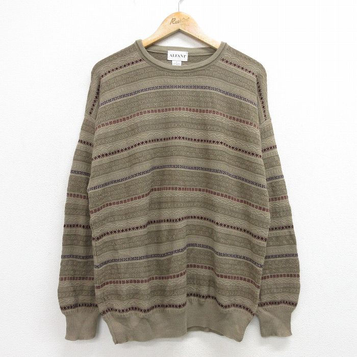 【商品番号】 swtr24101262 【商品名】 XL & starf;古着 長袖 セーター メンズ 90年代 90s ウール クルーネック イタリア製 ベージュ系他 【メンズ参考サイズ】 