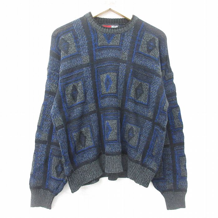 【商品番号】 swtr24101409 【商品名】 L & starf;古着 TODAYS NEWS 長袖 セーター メンズ 00年代 00s アクリル クルーネック 黒 霜降り 【メンズ参考