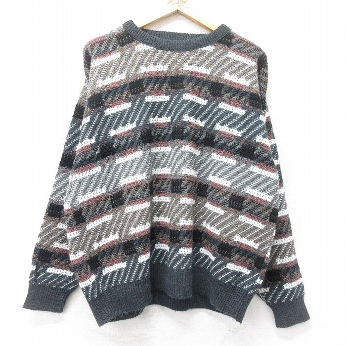 【商品番号】 swtr24101544 【商品名】 XL & starf;古着 ジャンセン 長袖 セーター メンズ 90年代 90s クルーネック USA製 黒系他【spe】 【メンズ参考サイ